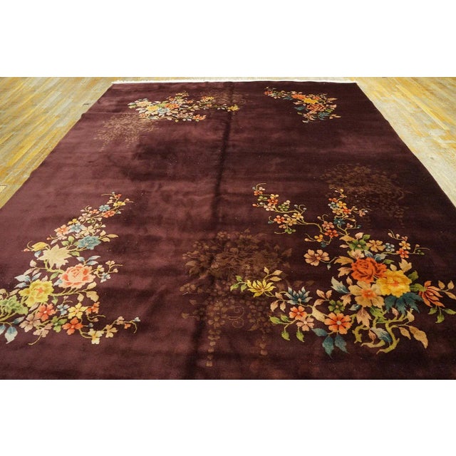 Antique Chinese Art Deco rug. Size: 8'8" x 11'4". Hand Knotted Pile Wool Rectangle Purple / Lavender Mauve 1920s Antique...