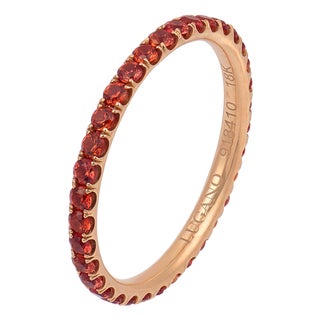 Lugano Mandarin Garnet 18k Rose Gold Eternity Band, Size 5 For Sale