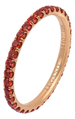 Lugano Mandarin Garnet 18k Rose Gold Eternity Band, Size 5