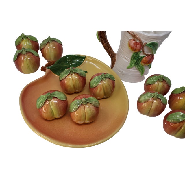 Vintage Whimsical Ceramic Peach Still-Life Collection Omnibus Pitcher, Barbara Eigen Platter & Peaches For Sale - Image 10 of 18