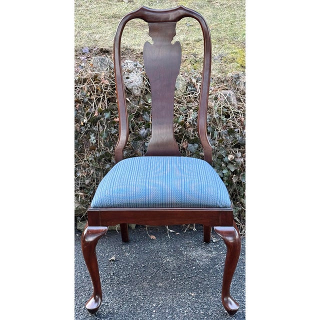 Wood Late 20th Century Solid Cherry Queen Anne Dining Chairs - Set of 6 For Sale - Image 7 of 12