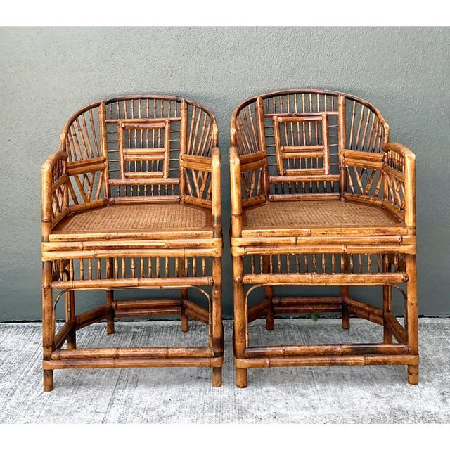 Vintage Rattan Brighton Pavillion Lounge Chairs - A Pair For Sale In West Palm - Image 6 of 12