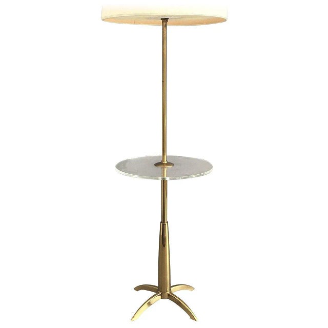 Metal Brass and Acrylic Floor Lamp End Table For Sale - Image 7 of 7