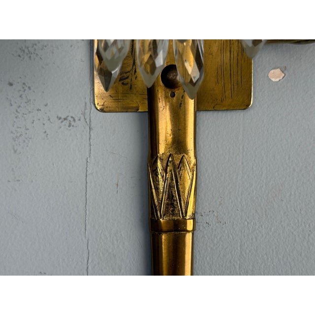 Maison Jansen, Feather Form Wall Sconces, Crystal, Bronze, France, 1940s For Sale - Image 14 of 15