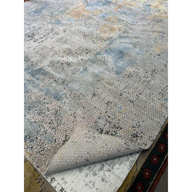 Abstract Large Abstract Wool Rug, Nepal Handmade, 10x14 For Sale - Image 3 of 5