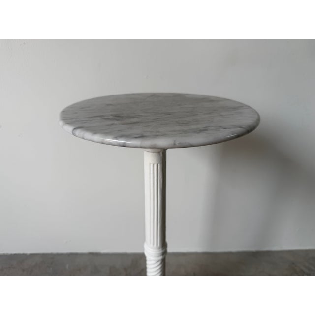 19th Century French Cast Iron Bistro Table With White Marble Top For Sale - Image 4 of 12