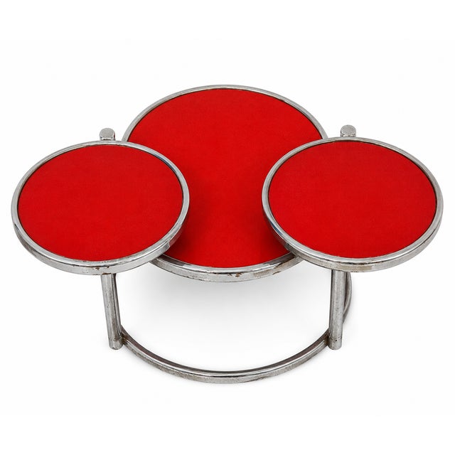 1970s Red Coffee Table with Glass Tops and Chromed Steel Frame, 1970s For Sale - Image 5 of 11