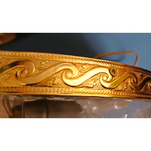 Large Art Deco Ceiling Light in Gold-Plated Brass and Crystal, Rome, Italy, 1990s For Sale - Image 6 of 13