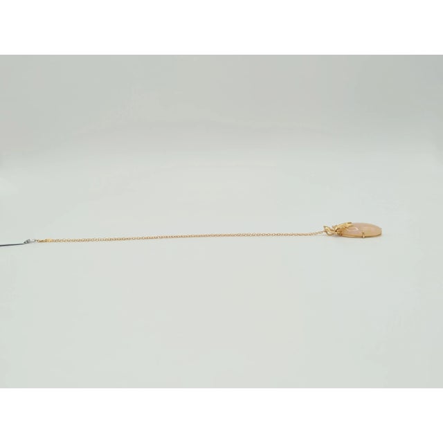 Early 21st Century Opal Oval and White Diamond Pendant Necklace in 14K Yellow Gold For Sale - Image 5 of 6