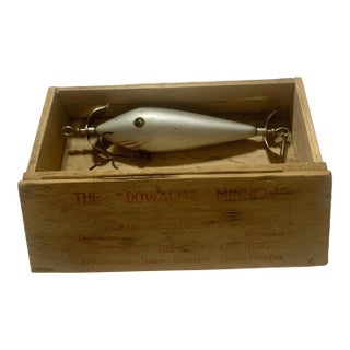 Rare 1904 Heddon Dowagiac 300 "High Forehead" Surface Minnow in Aluminum With Original Wooden Box For Sale