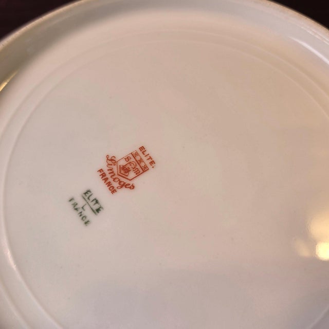 Late 19th Century Antique 1890s Limoges Elite Works 9" Square Serving Bowls – Celadon Dots & Gold Scrolls - a Pair For Sale - Image 5 of 13