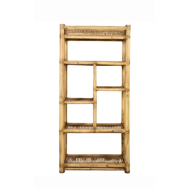 Vintage Mid-Century Palm Beach Regency Bamboo and Rattan Etagere For Sale - Image 4 of 12