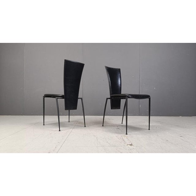 Postmodern Black Dining Chairs from Arper, Italy, 1980s, Set of 4 For Sale - Image 15 of 16