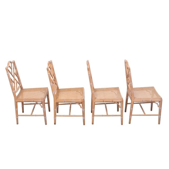 Wood Regency Chippendale Chinese Chairs with Woven Cane, 1970s, Set of 4 For Sale - Image 7 of 12