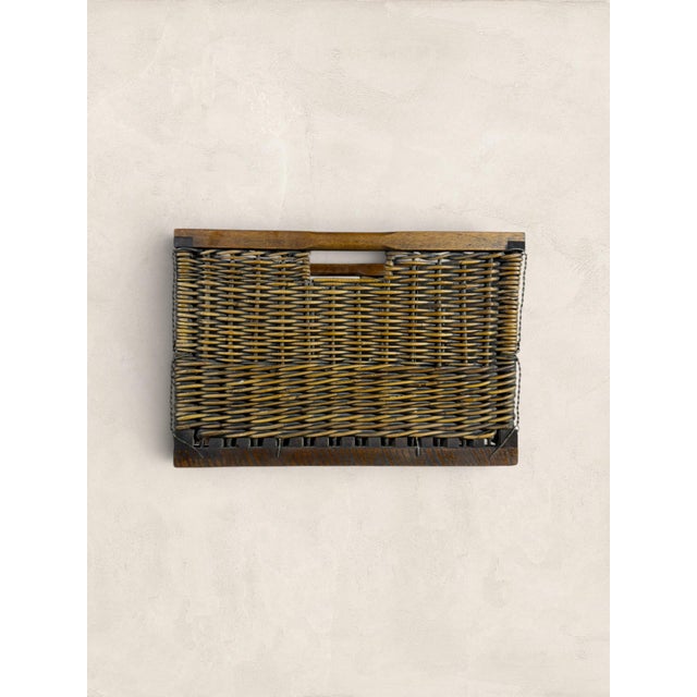 Wood Antique French Wicker Wine Crate For Sale - Image 7 of 7
