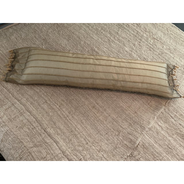 Embroidered Raw Silk and Organza Long Body Roll Pillow from Luxe Bedding Set For Sale - Image 10 of 11