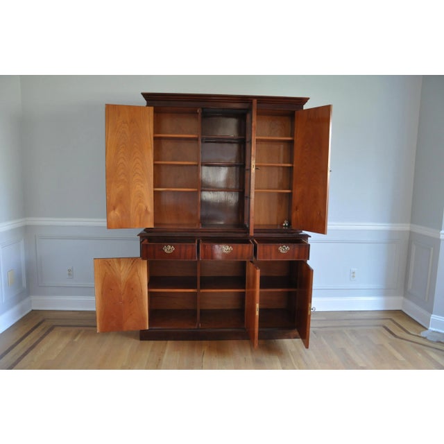Vintage Artisan Crafted Mohogany Breakfront China Cabinet For Sale - Image 4 of 6