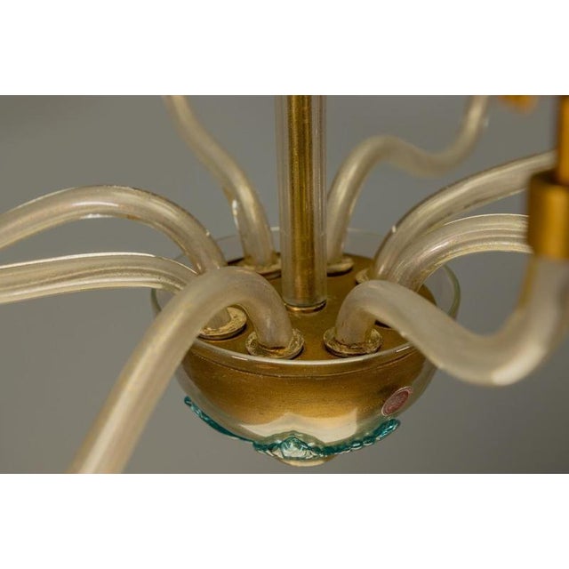 Italian Murano Glass Eight-Light Chandelier with Golden Accents, 1970s For Sale - Image 18 of 18