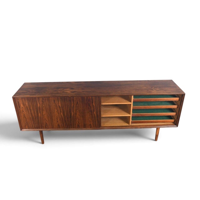 Mid-Century Modern Mid 20th Century Danish Modern Low Brazilian Rosewood Credenza For Sale - Image 3 of 11