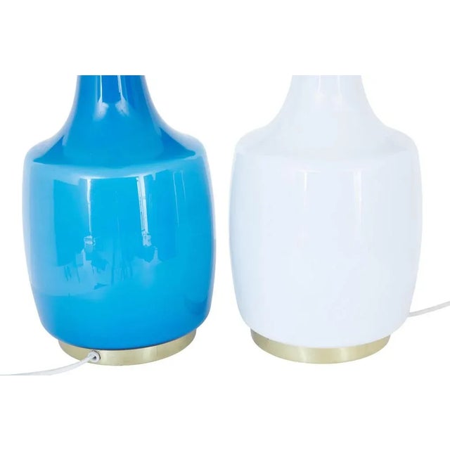 White and Blue Table Lamps from Bergboms, 1960s, Set of 2 For Sale - Image 6 of 8