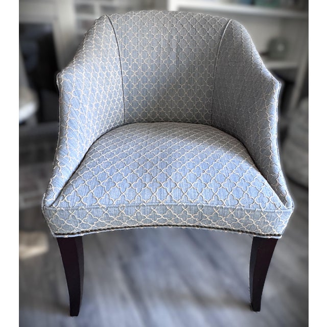 Custom Pair Upholstered Quartrefoil Club Accent Chairs For Sale - Image 4 of 11