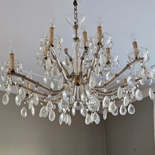 1930s Large French Crystal Chandelier, 1930s For Sale - Image 5 of 15