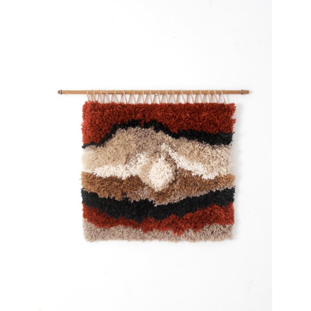 Textile Vintage Abstract Latch Hook Fiber Art Wall Hanging For Sale - Image 7 of 12