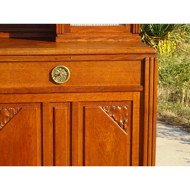 Vintage Oak Buffet with Sentry Boxes and Mirror For Sale - Image 6 of 18