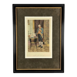The Butler- Antique Etching "The Butler" by o.h. Boucher Circa 1926 London Published Butler Holding Wine Glass & Bottle