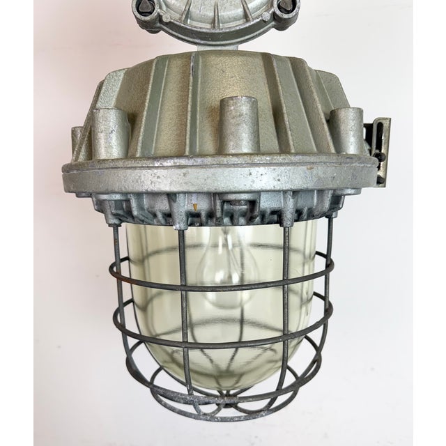 Large Industrial Cast Aluminium Cage Pendant Light from Zaos, 1970s For Sale - Image 4 of 18