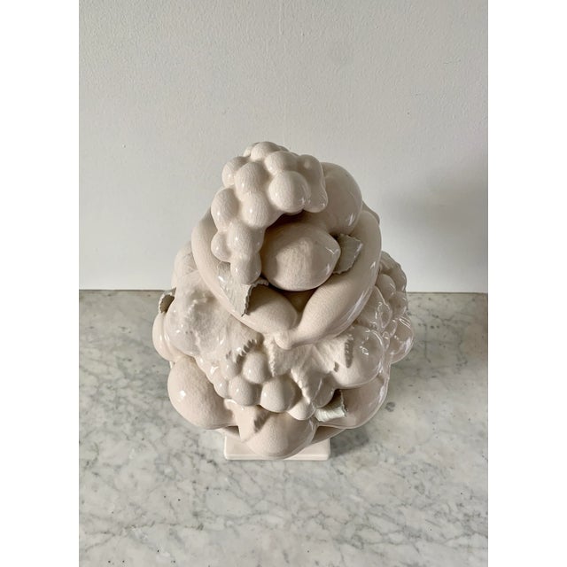 Traditional Mid-Century White Glazed Ceramic Fruit Topiary For Sale - Image 3 of 14