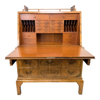 Art Deco Walnut Burl Secretary Desk from Adolf Gustav Schneck, 1924 For Sale