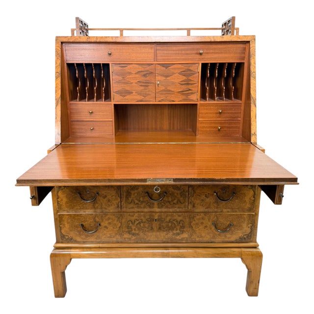 Art Deco Walnut Burl Secretary Desk from Adolf Gustav Schneck, 1924 For Sale