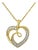 14K Yellow Gold Plated .925 Sterling Silver Diamond Accent Ribbon & Heart 18" Pendant Necklace (H-I Color, I2-I3 Clarity) For Sale