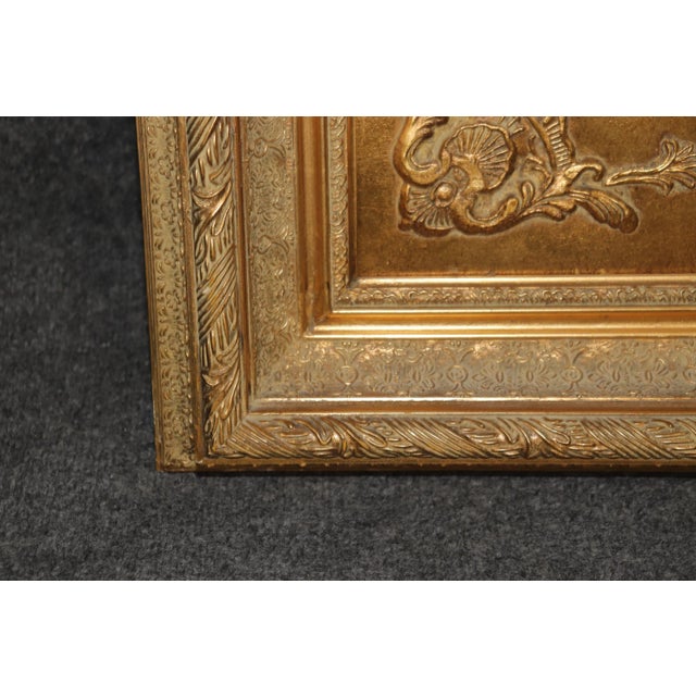 Gold Fine Quality Carved Late Victorian Era Gilded Beveled Oval in Rectangle Mirror For Sale - Image 8 of 11