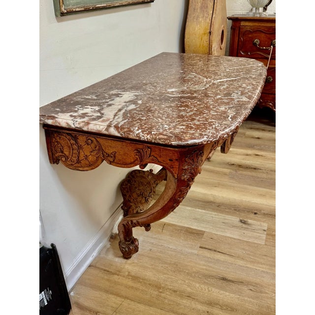 French Louis XV Carved Console With Marble Top, Circa 1750 For Sale - Image 6 of 7