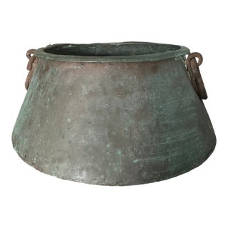 Antique Georgian Copper Caldron With Handles, 1800’s For Sale