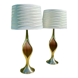 1960s Pair of Walnut & Metal Laurel Lamps