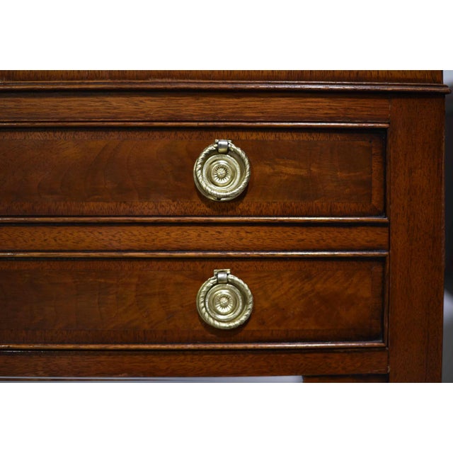 Mid 20th Century Mid Century French Directoire Mahogany Leather Side Tables by Heritage Henredon - A Pair For Sale - Image 5 of 13