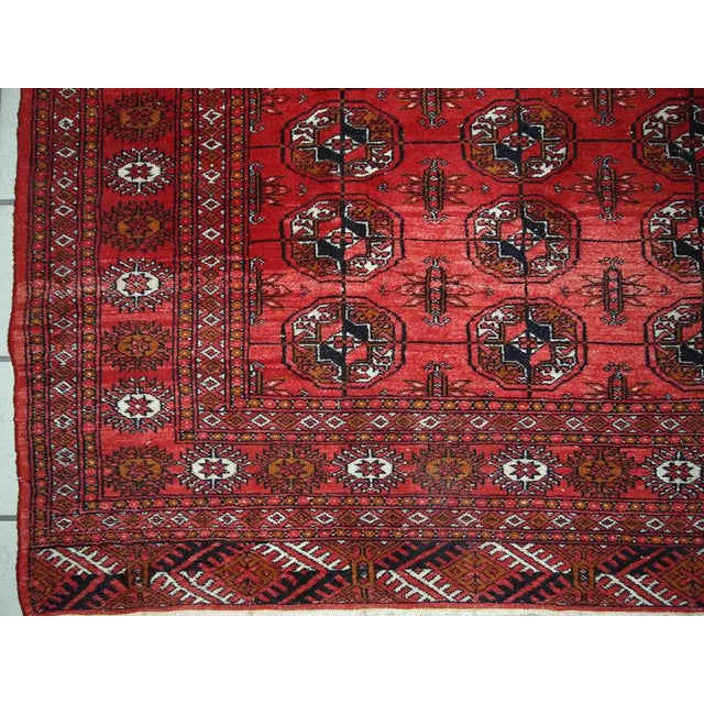 Red 1960s Handmade Vintage Pakistani Tekke Rug For Sale - Image 8 of 12
