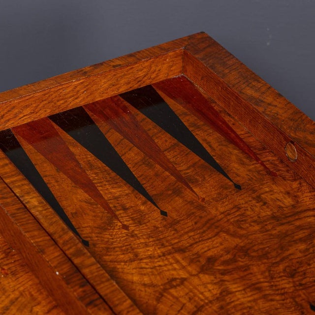 Brown Vintage English Burr Walnut Folding Backgammon Table by Dunhill, 1960 For Sale - Image 8 of 18