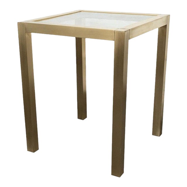 Vintage Satin Finish Brass Side Table For Sale