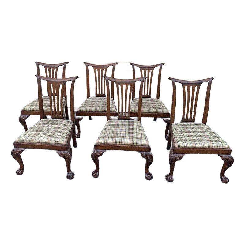 Late 20th Century Baker Furniture George Iii Chippendale Ball And Claw Feet Style Dining Chairs - Set Of 6