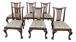 Late 20th Century Baker Furniture George III Chippendale Ball and Claw Feet Style Dining Chairs - Set of 6