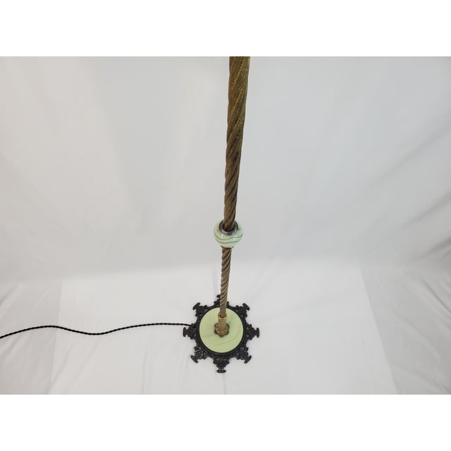 1920s Antique Art Deco Uranium Slag Glass Bridge Arm Floor Lamp - 1920s For Sale - Image 5 of 13