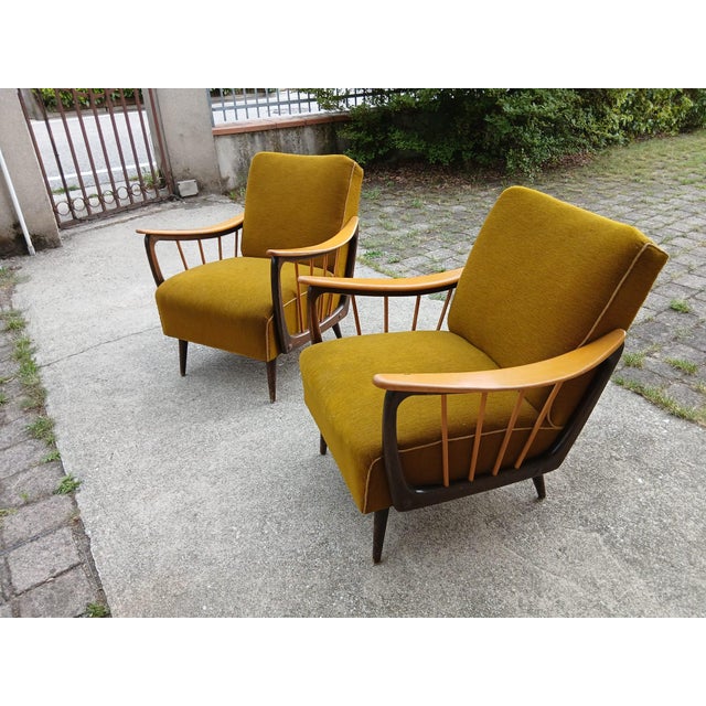 Mid-Century Modern Vintage Lounge Chairs by Paolo Buffa, 1960s, Set of 2 For Sale - Image 3 of 8