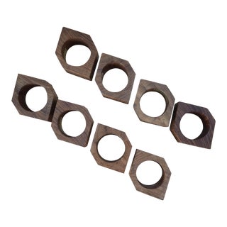 Mid-Century Teak Napkin Rings - Set of 8 For Sale