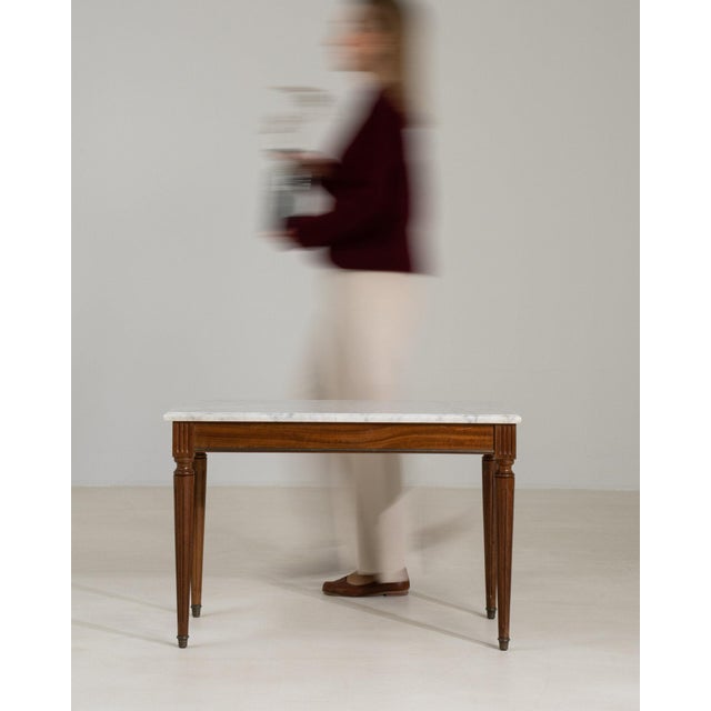 Mid 20th Century Mid 20th Century France Louis XVI White Wood Coffee Table For Sale - Image 5 of 11