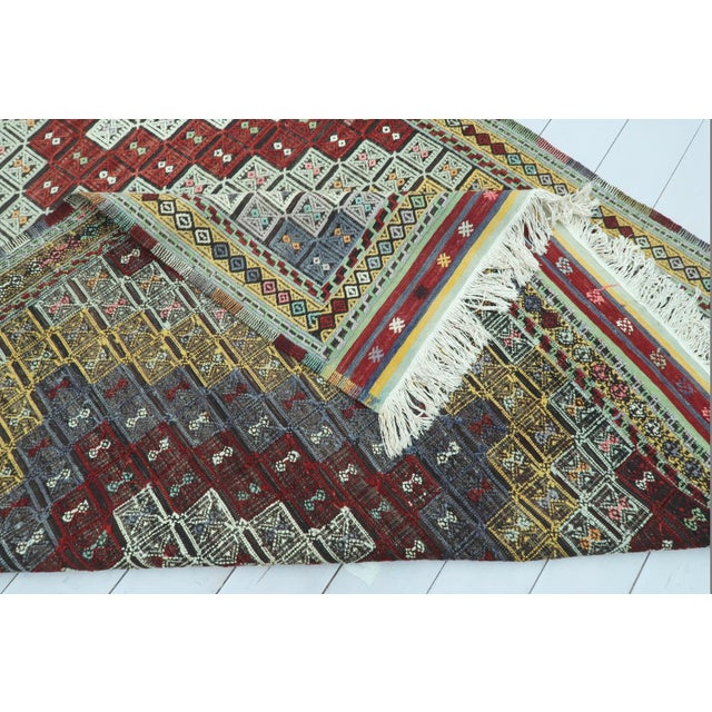 Vintage Sardes Flat Weave Rug For Sale - Image 4 of 11