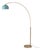 Half Dome 92" Arc Floor Lamp - Mid-Century Modern, Weathered Brass, Black Marble Base, Blue Shade For Sale